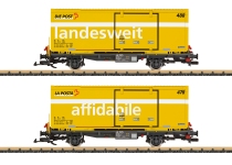 LGB 45886 - G - 2-tlg. Set Containertragwagen Die Post, RhB, Ep. VI